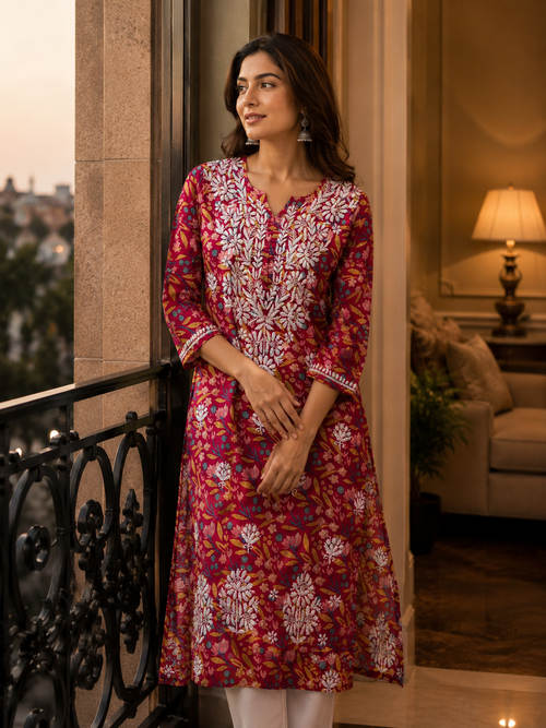 Chikankari Cotton Kurti