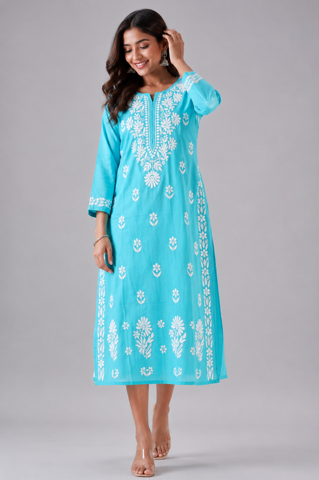 Chikankari Cotton Kurti