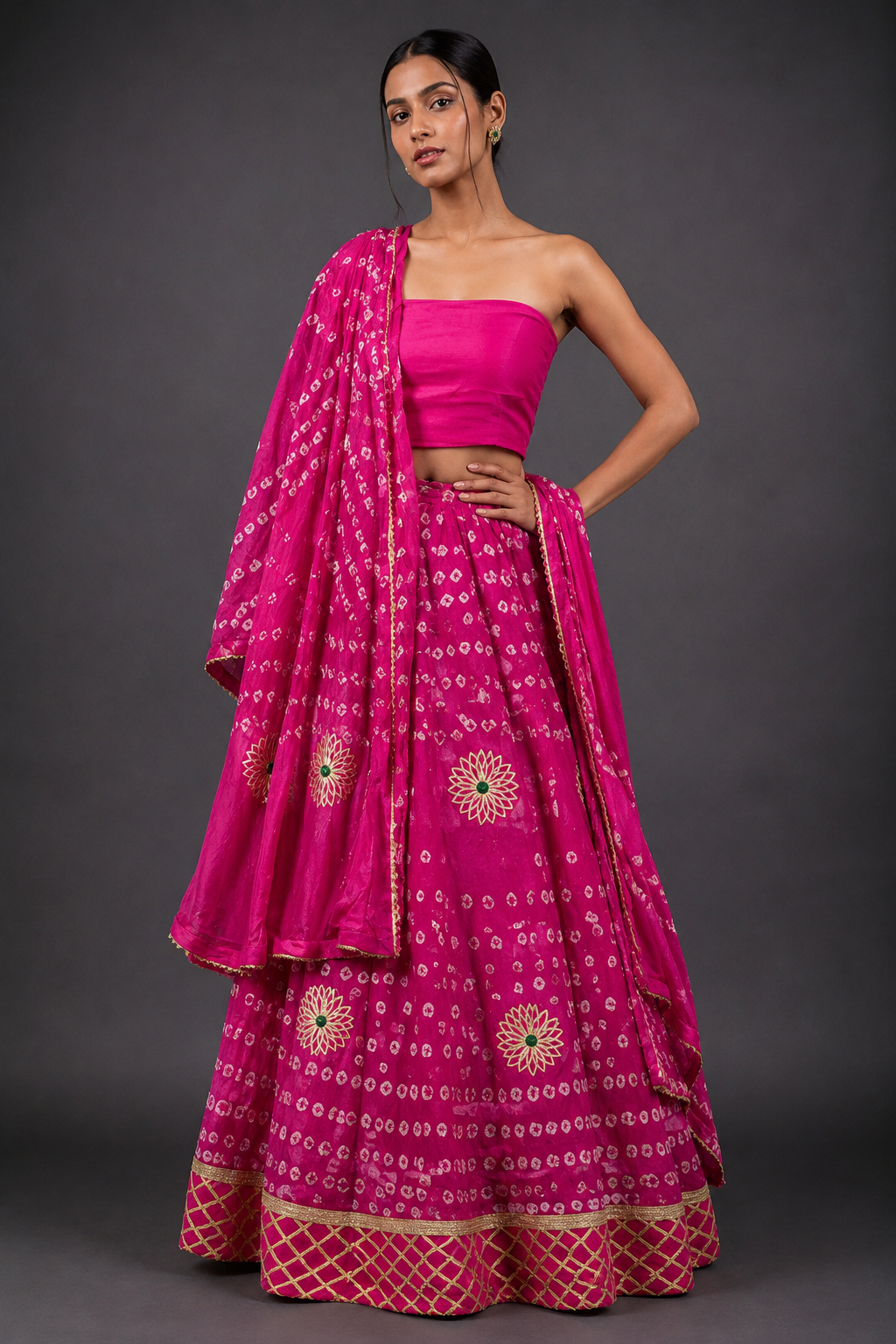 Bandhni Gota Patti Lehenga