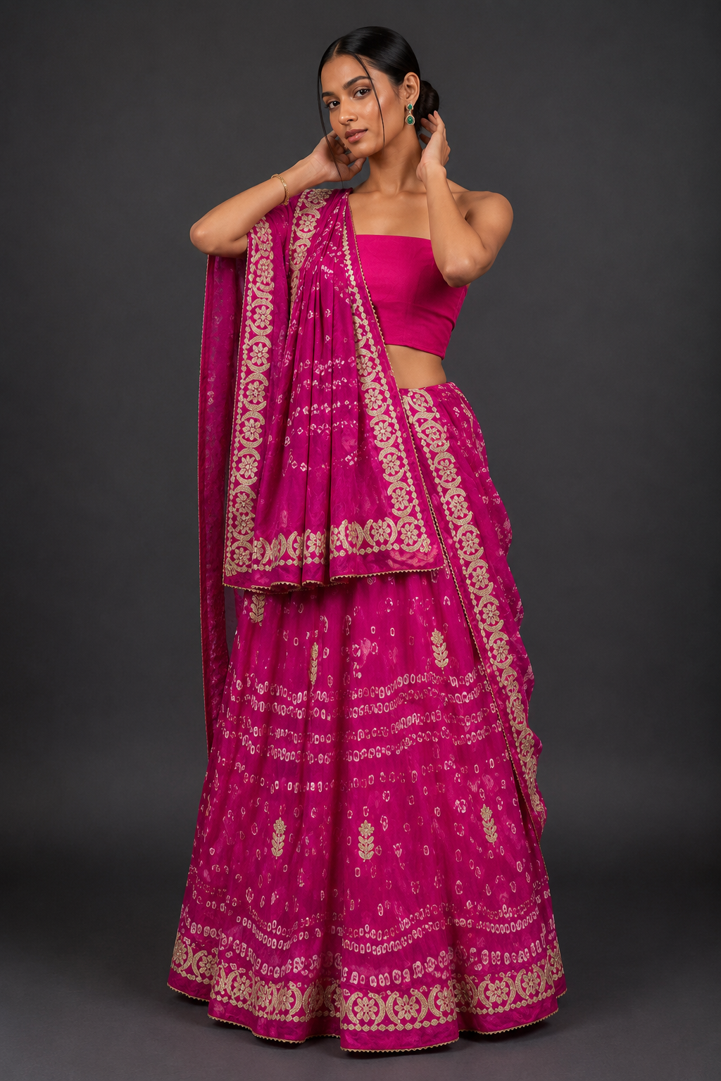 Bandhni Gota Patti Lehenga