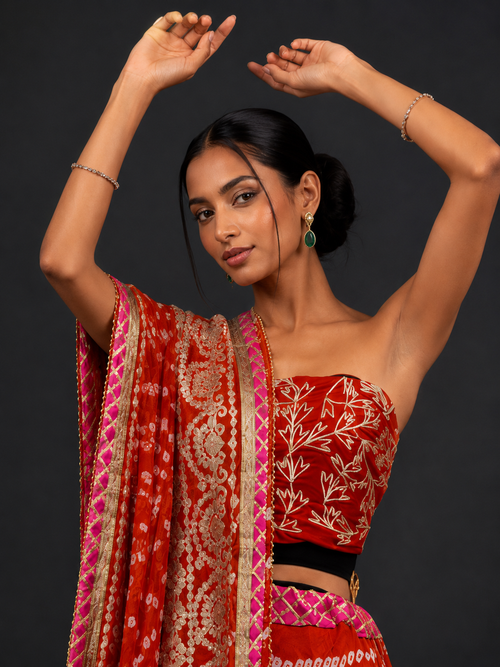 Bandhni Gota Patti Lehenga