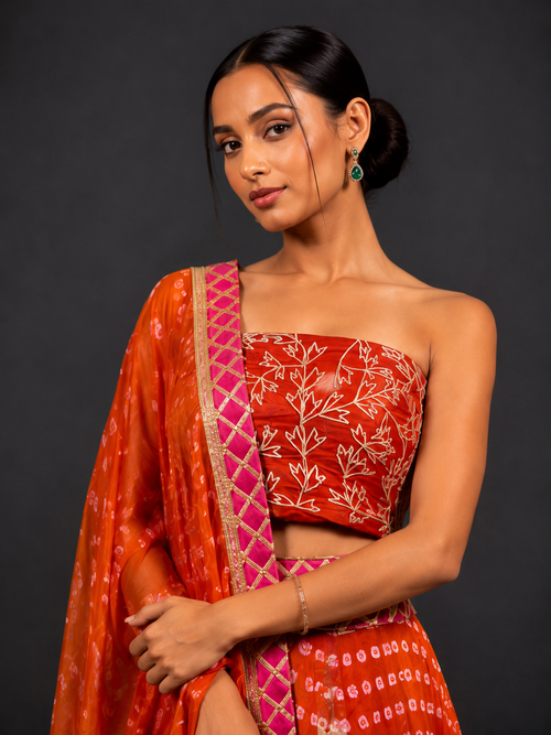 Bandhni Gota Patti Lehenga